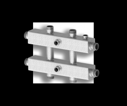 Гидравлический коллектор стальной комбинированный горизонтальный на 3 контура