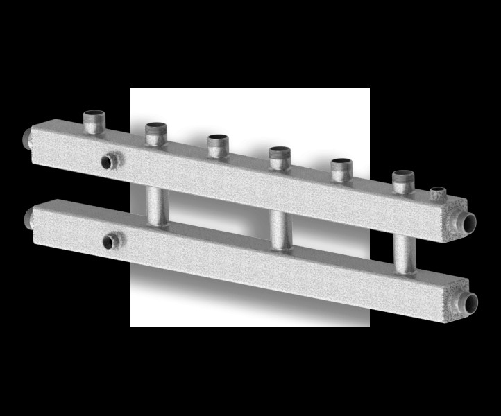 Гидравлический коллектор стальной комбинированный горизонтальный на 4 контура