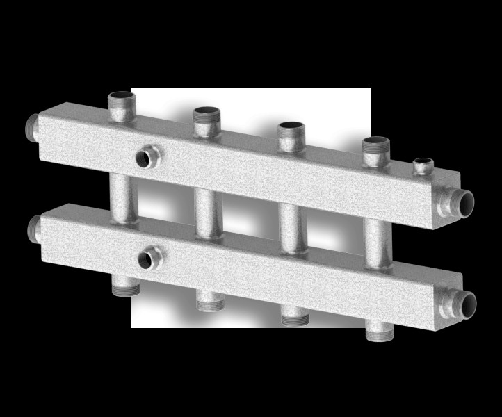 Гидравлический коллектор стальной комбинированный горизонтальный на 5 контуров