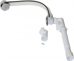 Сифон для ванны ОРИО 1 1/2" нерж., полуавтомат регулир. с перелив. и гибкой трубой 40/50 (А-28089)