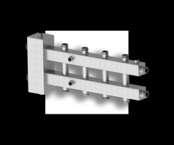 Гидравлический разделитель (гидрострелка) до 60 кВт с горизонтальным коллектором на 5 контуров
