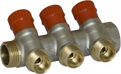 Коллектор RVC 1 гш-1/2 ш регулируемый 3 выхода  (в комплекте с запасными синими ручками)