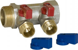 Коллектор RVC 1 гш-1/2 ш с кранами 2 выхода (в комплекте с запасными синими ручками)