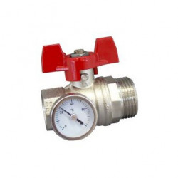 Кран шаровой  1"ВР x 1"НР  СИНИЙ с термометром Овентроп (140 65 84)