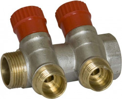 Коллектор RVC 3/4 гш-1/2 ш регулируемый 2 выхода (в комплекте с запасными синими ручками)