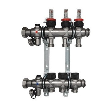 Коллекторный блок Multidis SF нерж. 1" DN25  3x3/4" евроконус, с расходомерами Овентроп (140 43 53)