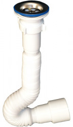 Сифон для мойки ОРИО 1 1/2" гофрированный нерж., с гибк. трубой 40/50, длина 650 мм, ЭКОНОМ (Е-3015)