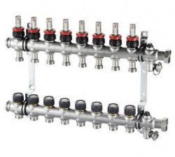 Коллекторный блок Multidis SF нерж. 1" DN25  8x3/4" евроконус, с расходомерами Овентроп (140 43 58)