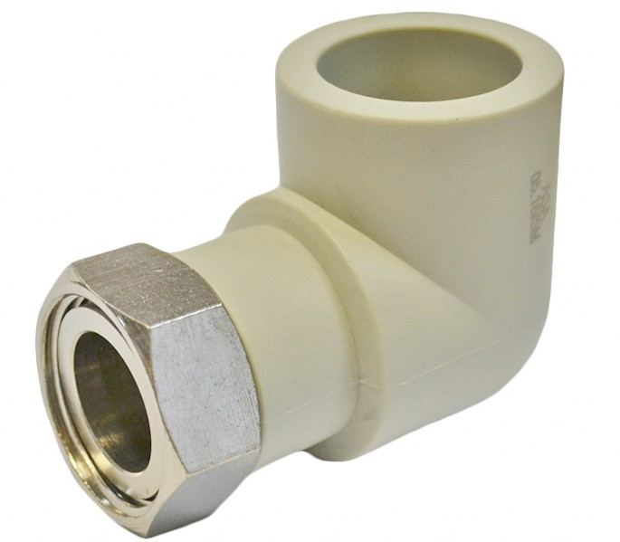 ППРС Угол с накидной гайкой  32 х 1"  ASA серый