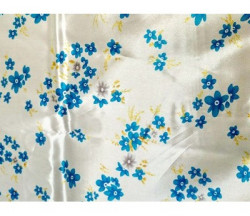 Шторка для ванной комнаты 180 х 180 (ткань) цветы синие на белом фоне