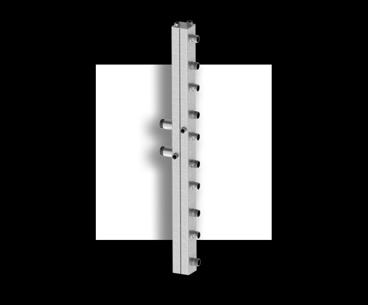 Гидравлический коллектор стальной комбинированный вертикальный на 5 контуров